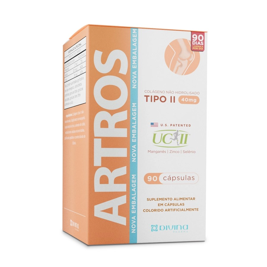 Artros UC-II 40mg 90 cap (Colágeno tipo II + minerais) DIVINA