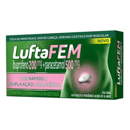 Luftafem 200mg + 500mg 12 cp rev  (Ibuprofeno + Paracetamol)