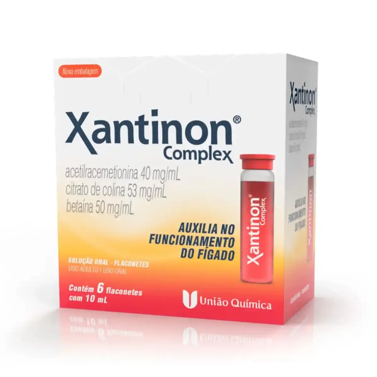 Xantinon Complex 40+53+50mg/mL Sol oral 6 flac 10mL(Acetilmetionina + Colina + Betaína)